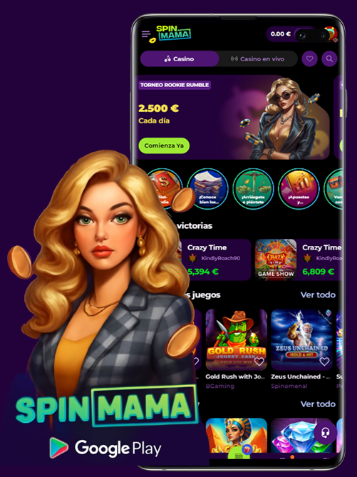 Aplicación Spinmama para Android en pantalla del teléfono